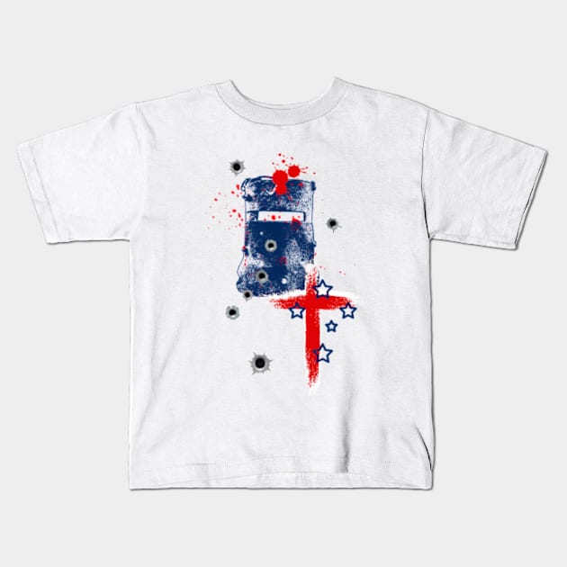 Ned Kelly Australian Outlaw Red Cross Kids T-Shirt by bert englefield 